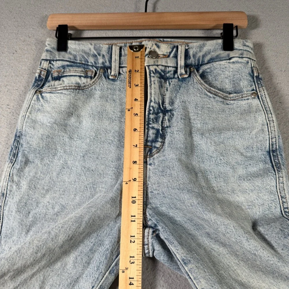 Good American Good Curve Straight Step‎ Insert Outseam Acid Wash Jeans 2/26 Blue